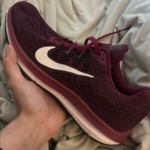 Nike Women’s Burgundy Running Shoe with White Swoosh